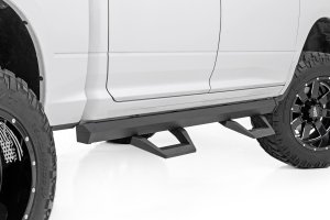 Ram 1500 Aluminum Step - Crew Cab - Rough Country - SRX2 Adj - Black - '11-'18